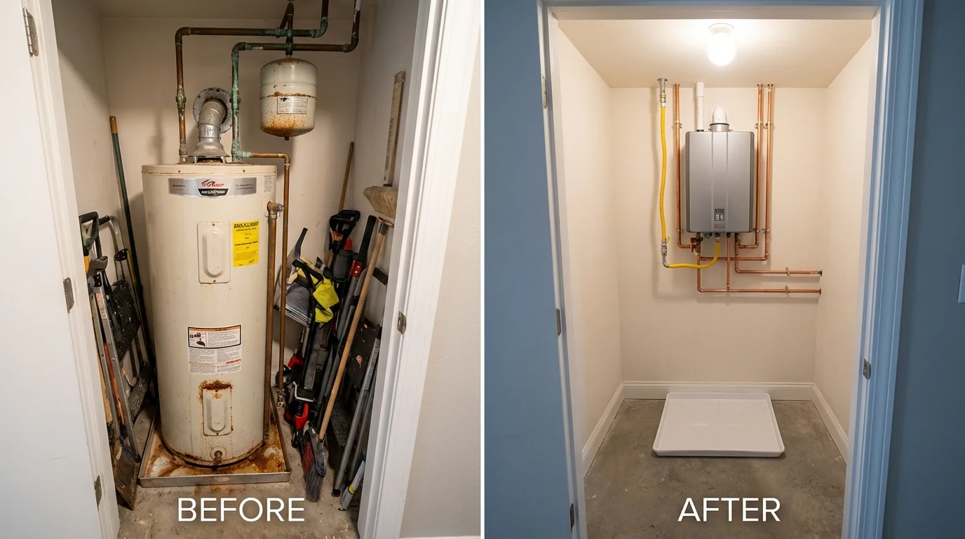 Tank water heater versus wall-mounted tankless unit comparison for Princeton, KY homeowners